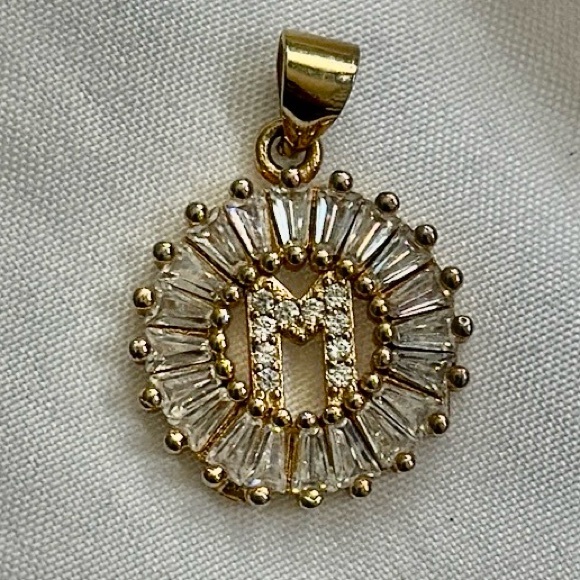 None Jewelry - Gold M Initial Pendant Necklace